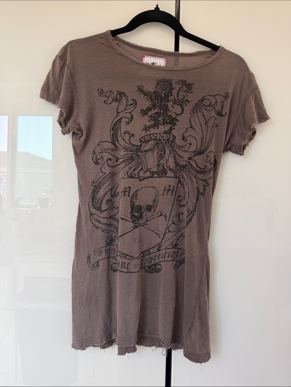 Morphine Generation Taupe Brown Skull Crest Short Sleeve Tee